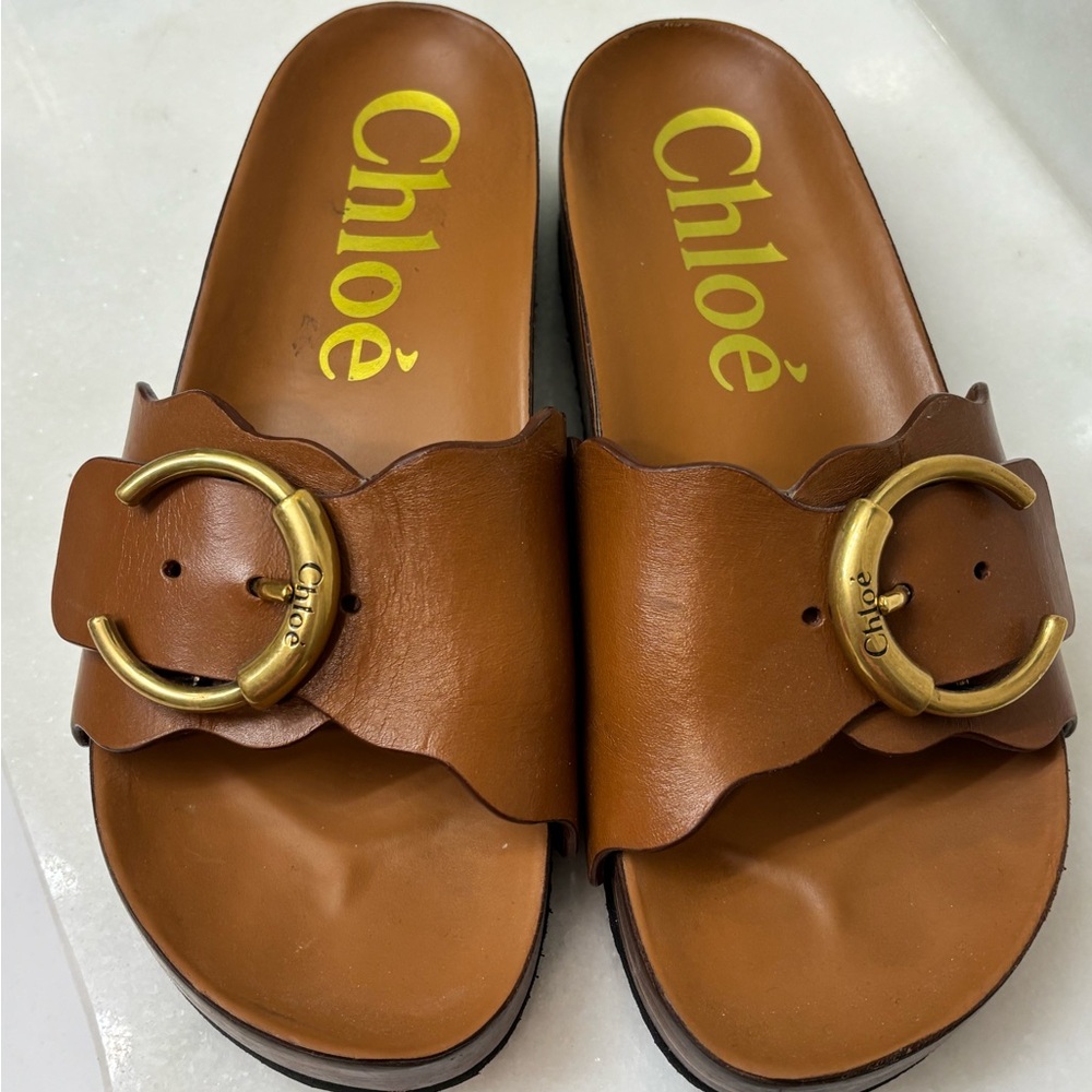Chloe Brown Leather Sandals